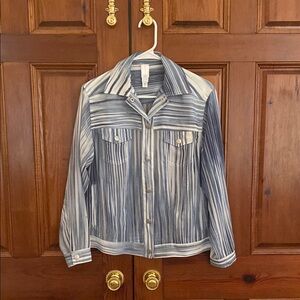 MarlaWynne Blue and White Chiffon Jacket